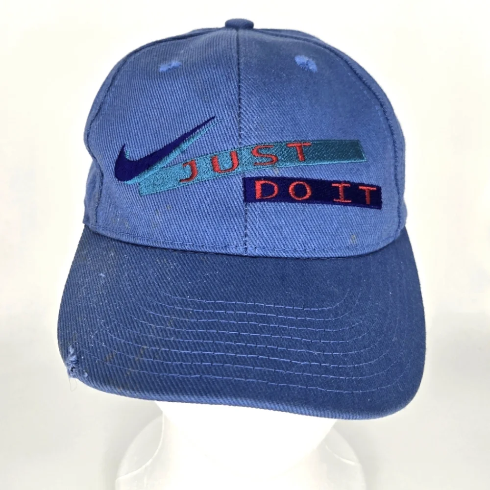 Vintage Nike Just Do It Snapback Hat Cap Periwinkle Blue Youth Size‎ Embroidered